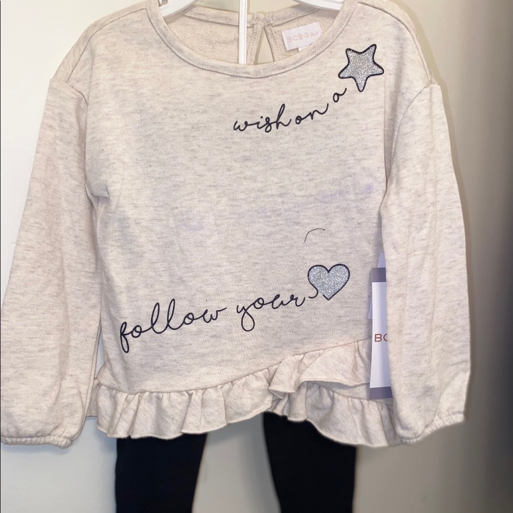 BCBGirls Wish On A Star Ruffle Sweatshirt and leggings